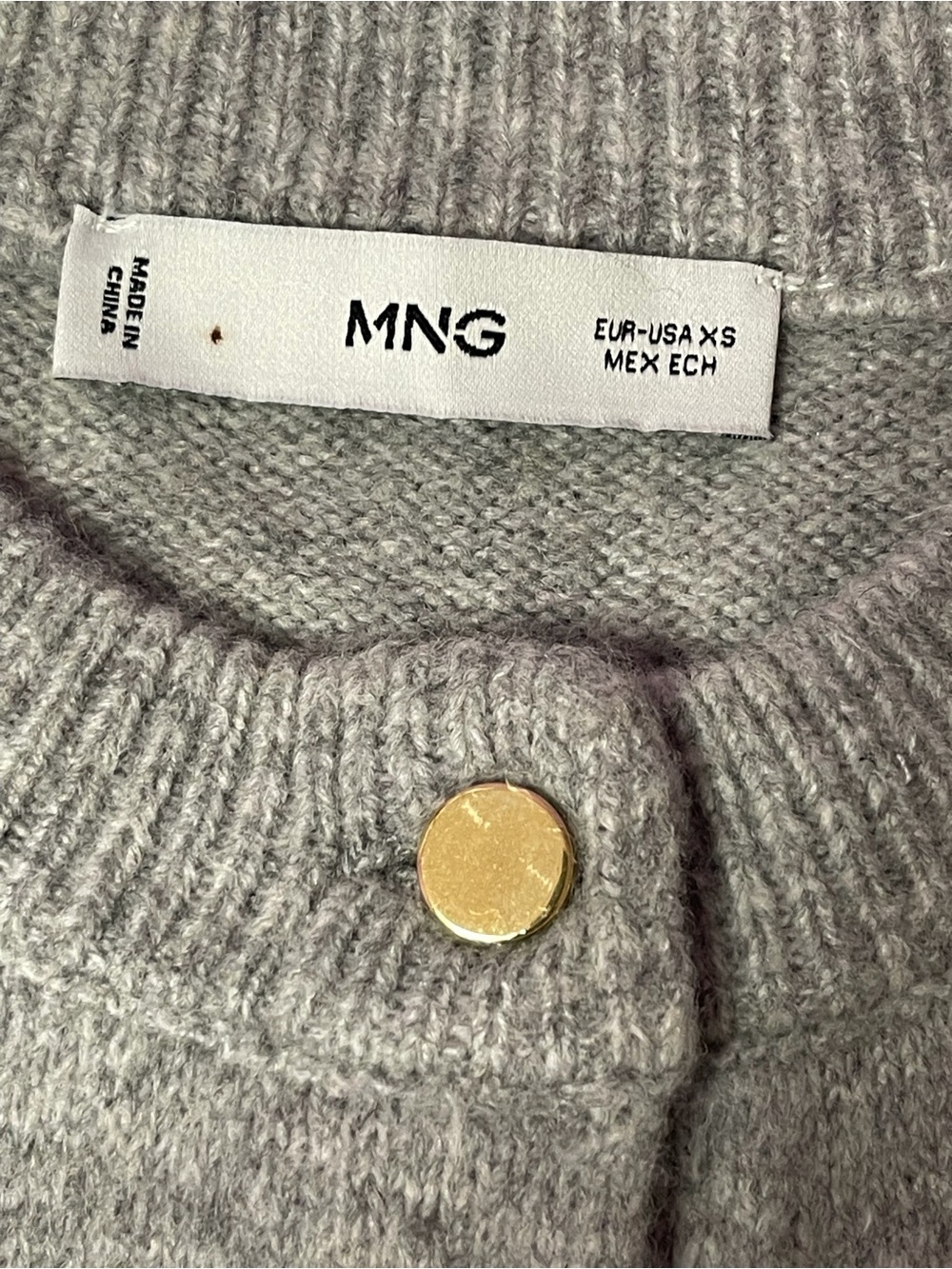 Mango Gray Ruffle-Hem Button Cardigan with Gold Buttons - Picture 7 of 8